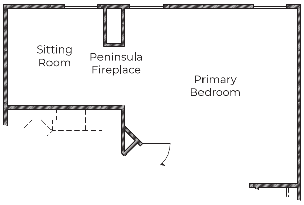 Peninsula Fireplace at Primary Bedroom